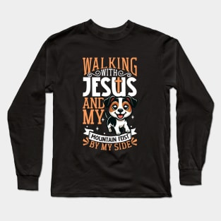 Jesus and dog - Mountain Treeing Feist Long Sleeve T-Shirt